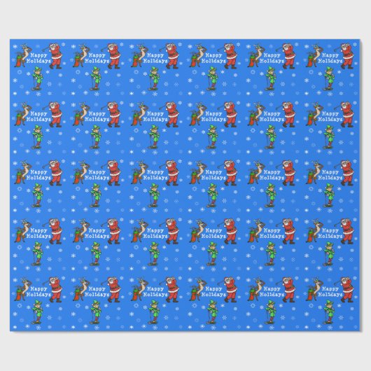 Santa Rudolph Elf Golf Wrapping Papier (Vlak)