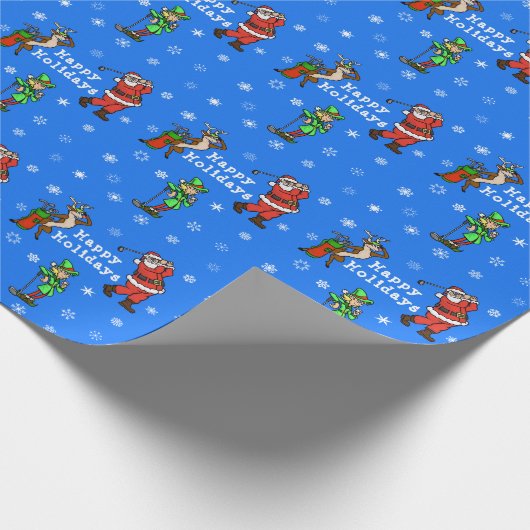Santa Rudolph Elf Golf Wrapping Papier (Hoek)