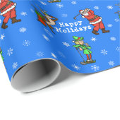 Santa Rudolph Elf Golf Wrapping Papier (Rol Hoek)