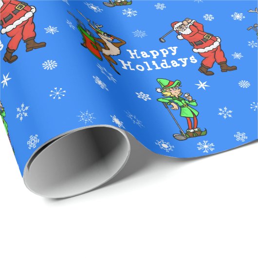 Santa Rudolph Elf Golf Wrapping Papier (Rol Hoek)
