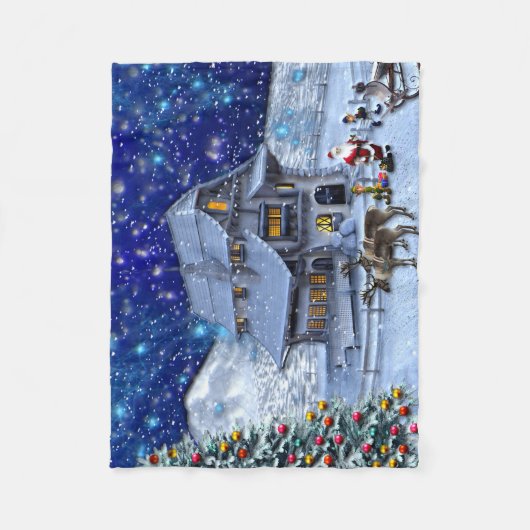 Santa Rudolph Elf met Sled Fleece Deken (Voorkant)