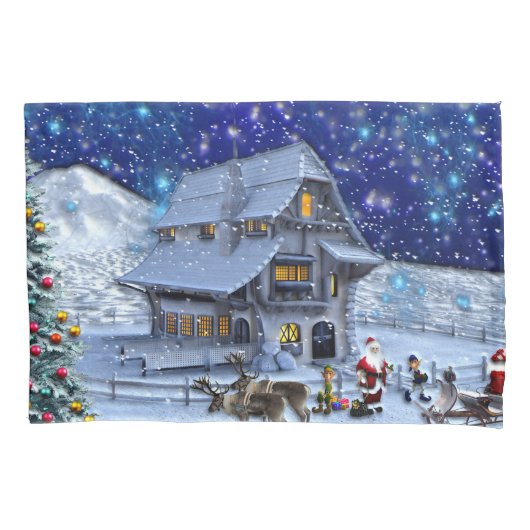 Santa Rudolph Elf met Sled Kussensloop (Voorkant)