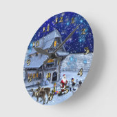 Santa Rudolph Elf met Sled Ronde Klok (Hoek)