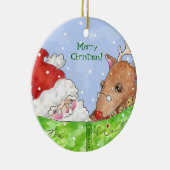 Santa, rudolph en de lijst! keramisch ornament (Rechts)