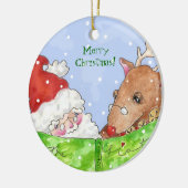 Santa, rudolph en de lijst! keramisch ornament (Links)
