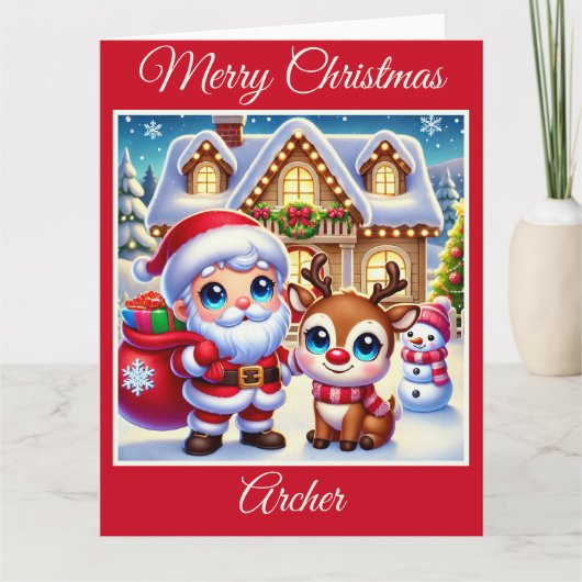 Santa Rudolph en het rendier met rode neus Kaart (Voorkant)