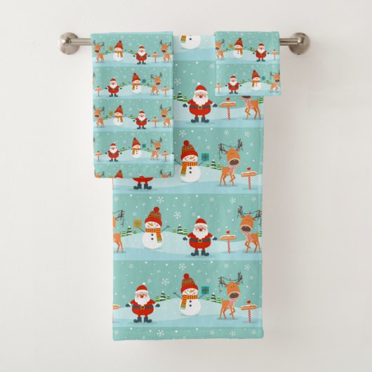 Santa, Rudolph en Snowman Bad Handdoek (Insitu)