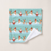 Santa, Rudolph en Snowman Bad Handdoek (Wasdoekje)