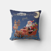 Santa Rudolph Flying Sleigh Christmas Kussen (Voorkant)