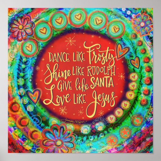 Santa Rudolph Frosty Jezus Kerstmis Inspirativitei Poster (Voorkant)