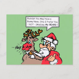 Santa & Rudolph Funny Cartoon Cust. Briefkaart
