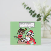 Santa & Rudolph Funny Cartoon Cust. Briefkaart (Staand voorkant)