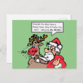 Santa & Rudolph Funny Cartoon Cust. Briefkaart (Voorkant / Achterkant)