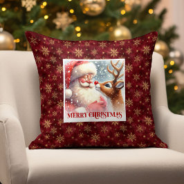 Santa Rudolph Holiday Cheer Pillow Cozy Christmas  Kussen