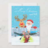 Santa & Rudolph Kerst Flat Kaart (Voorkant)