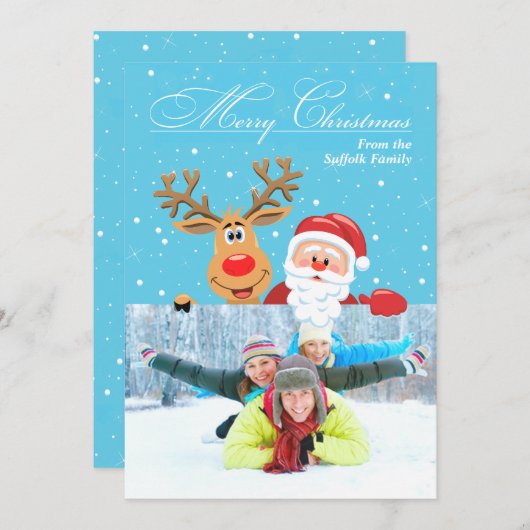 Santa & Rudolph Kerst Flat Kaart (Voorkant / Achterkant)