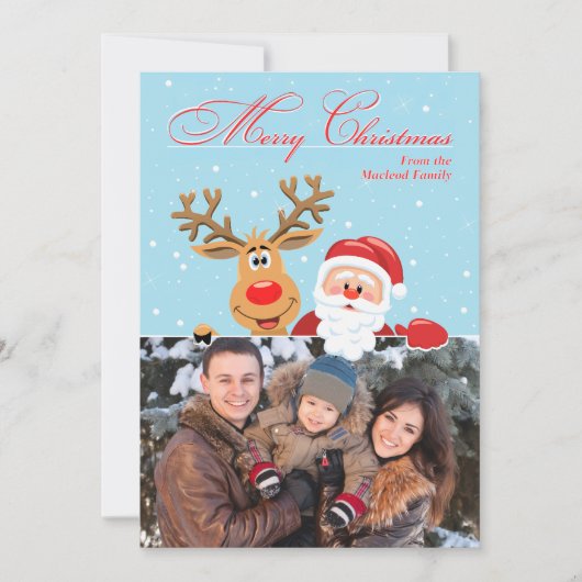 Santa & Rudolph Kerstmis Kaart (Voorkant)