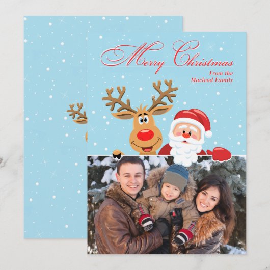 Santa & Rudolph Kerstmis Kaart (Voorkant / Achterkant)