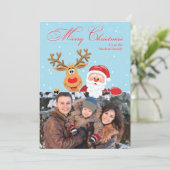 Santa & Rudolph Kerstmis Kaart (Staand voorkant)