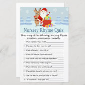 Santa, Rudolph Nursery Rhyme Quiz baby shower game (Voorkant / Achterkant)