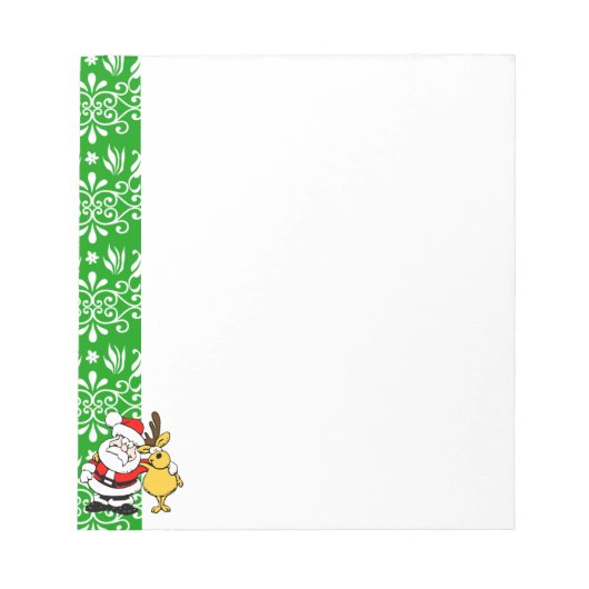 Santa & Rudolph op Green Background Notitieblok (Voorkant)