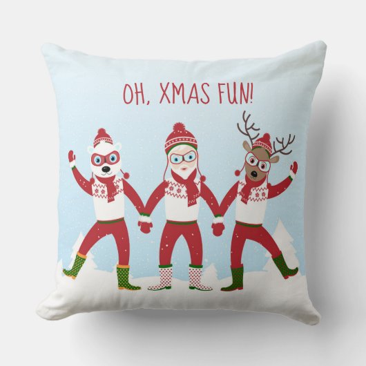 Santa, Rudolph, Polar Beer OH, XMAS FUN Kussen (Voorkant)