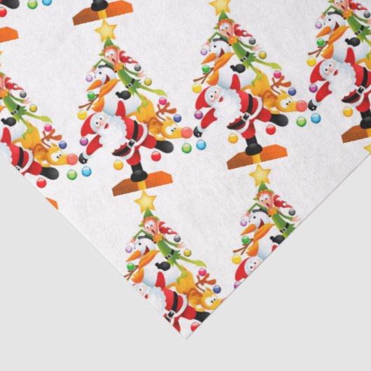 Santa, Rudolph, Snowman en Elf Tissuepapier (Detail)