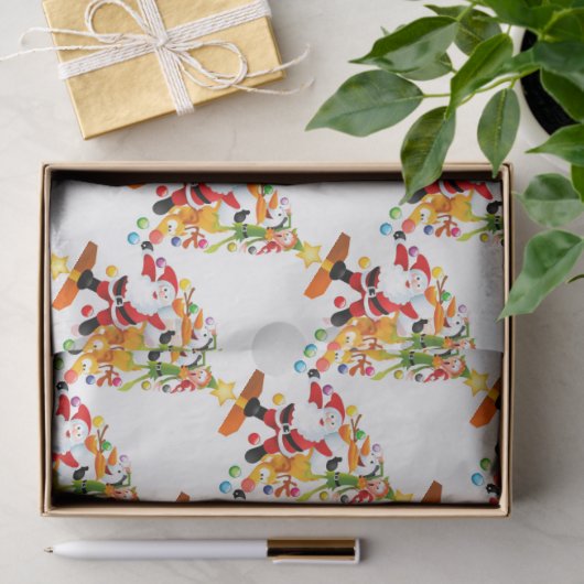 Santa, Rudolph, Snowman en Elf Tissuepapier (Geschenk)