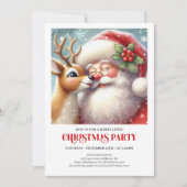 Santa Rudolph Traditional Christmas Party Invite Kaart (Voorkant)