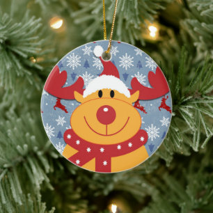 SANTA RUDOLPH XMAS KERAMISCH ORNAMENT