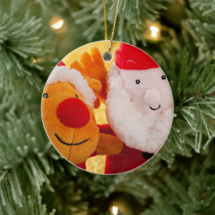 SANTA RUDOLPH XMAS KERAMISCH ORNAMENT