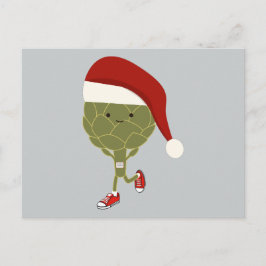 Santa Running Artichoke Feestdagenkaart