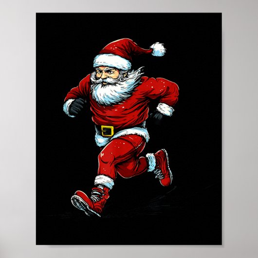 Santa Running Cross Country Xc Runner Christmas Xm Poster (Voorkant)