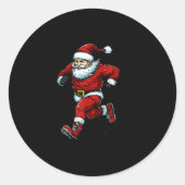 Santa Running Cross Country Xc Runner Christmas Xm Ronde Sticker (Voorkant)