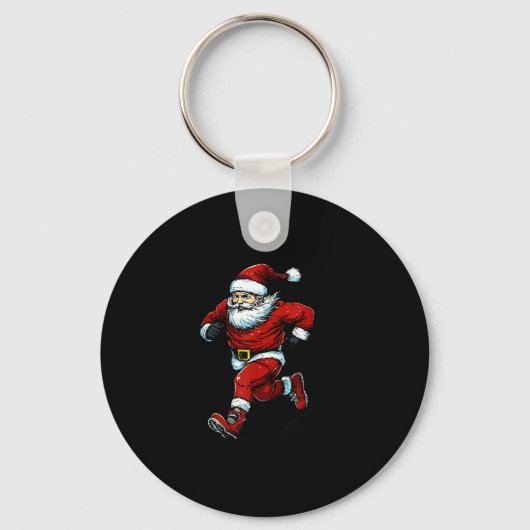 Santa Running Cross Country Xc Runner Christmas Xm Sleutelhanger (Voorkant)