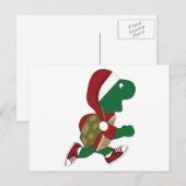 Santa Running Turtle Feestdagenkaart (Voorkant / Achterkant)