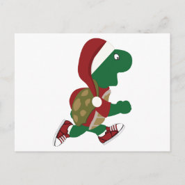 Santa Running Turtle Feestdagenkaart
