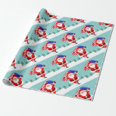 Santa running with american flag cadeaupapier (Uitgerold)