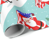 Santa running with american flag cadeaupapier (Rol Hoek)