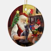 Santa - Russische blauwe kat Keramisch Ornament (Links)