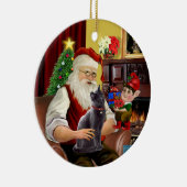 Santa - Russische blauwe kat Keramisch Ornament (Rechts)