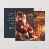 Santa rust bij de open haard | Oma en opa Feestdagenkaart (Voorkant / Achterkant)