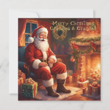 Santa rust bij de open haard | Oma en opa