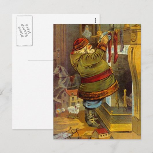  Santa rustieke bosvulkousen Feestdagenkaart (Voorkant / Achterkant)