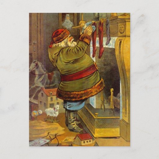 Santa rustieke bosvulkousen Feestdagenkaart (Voorkant)