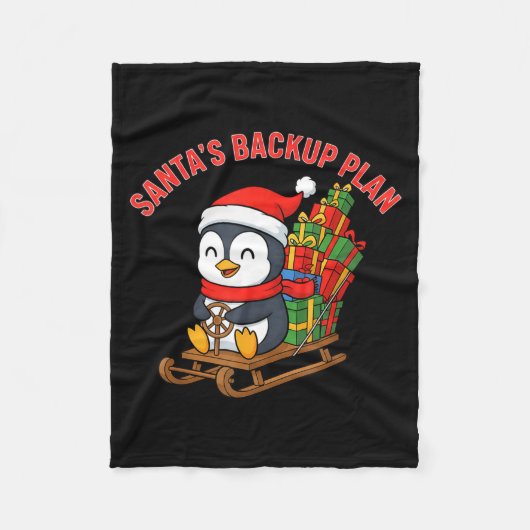 Santa’s Backup Plan Cute Penguin Christmas Design Fleece Deken (Voorkant)
