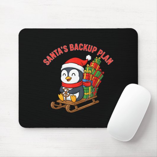 Santa’s Backup Plan Cute Penguin Christmas Design  Muismat (Met muis)
