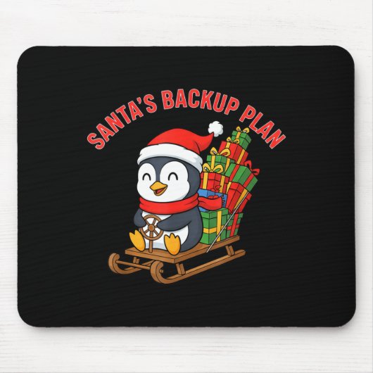 Santa’s Backup Plan Cute Penguin Christmas Design  Muismat (Voorkant)