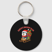 Santa’s Backup Plan Cute Penguin Christmas Design Sleutelhanger (Voorkant)