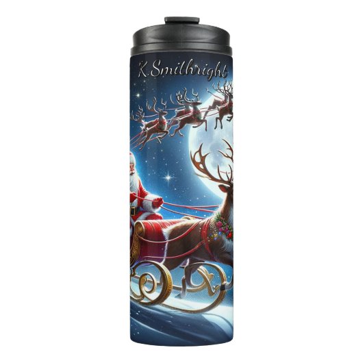 Santa’s Cheerful Sky Sprint Thermosbeker (Voorkant)